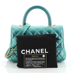 Chanel Coco Top Handle Bag Quilted Iridescent Caviar Mini