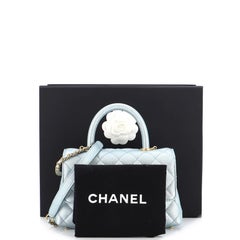 Chanel Coco Top Handle Bag Quilted Iridescent Caviar Mini