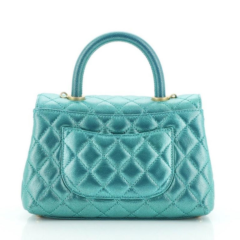 Chanel Coco Top Handle Bag Quilted Iridescent Caviar Mini at 1stDibs