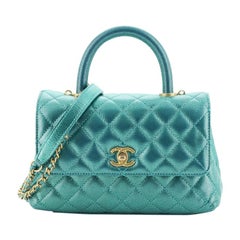 Chanel Coco Top Handle Bag Quilted Iridescent Caviar Mini