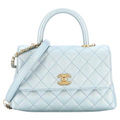 Chanel Coco Top Handle Bag Quilted Iridescent Caviar Mini
