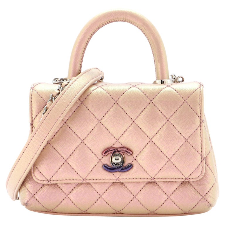 Chanel Coco Top Handle Bag Quilted Iridescent Caviar with Gradient For Sale  at 1stDibs