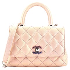 Chanel Coco Top Handle Bag Quilted Iridescent Caviar with Gradient Hardwa