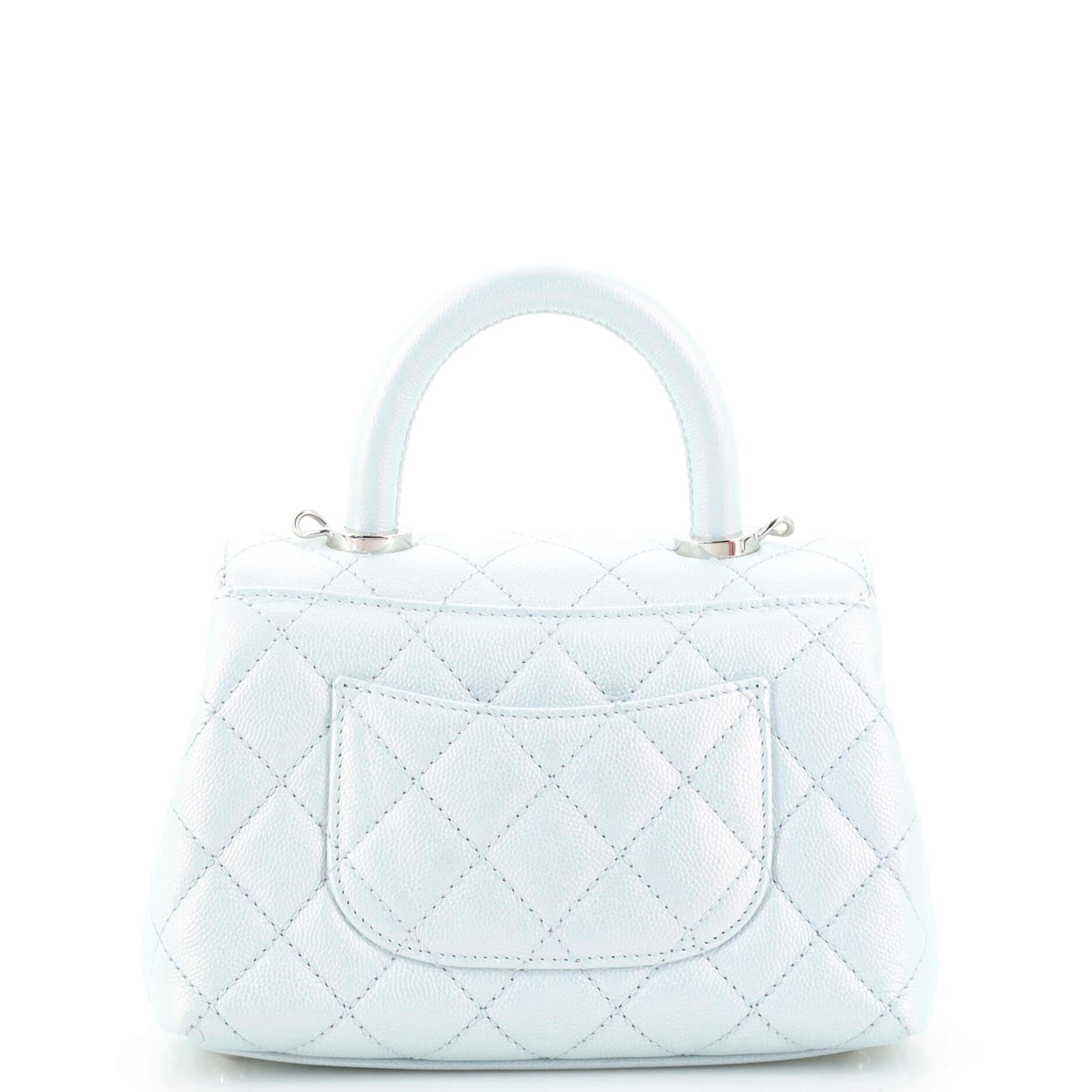 Women's or Men's Chanel Coco Top Handle Bag Quilted Iridescent Caviar with Gradient Hardware