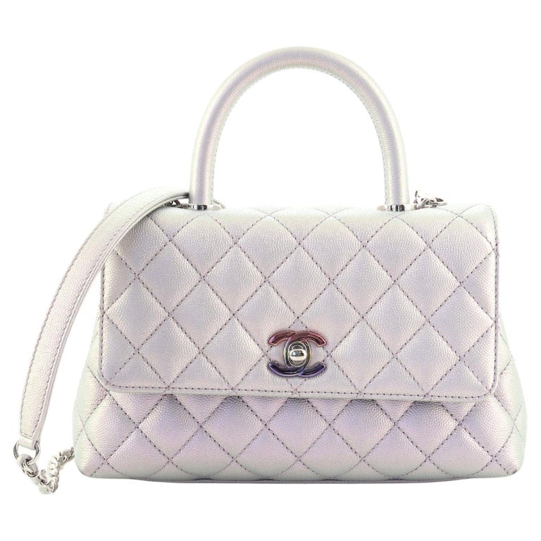 Chanel Coco Top Handle Bag Quilted Iridescent Caviar with Gradient Hardware  Mini Metallic 2175601