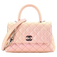 Chanel Coco Top Handle Tasche Gesteppt Schillerndes Kaviar mit Farbverlaufbeschlägen Mini