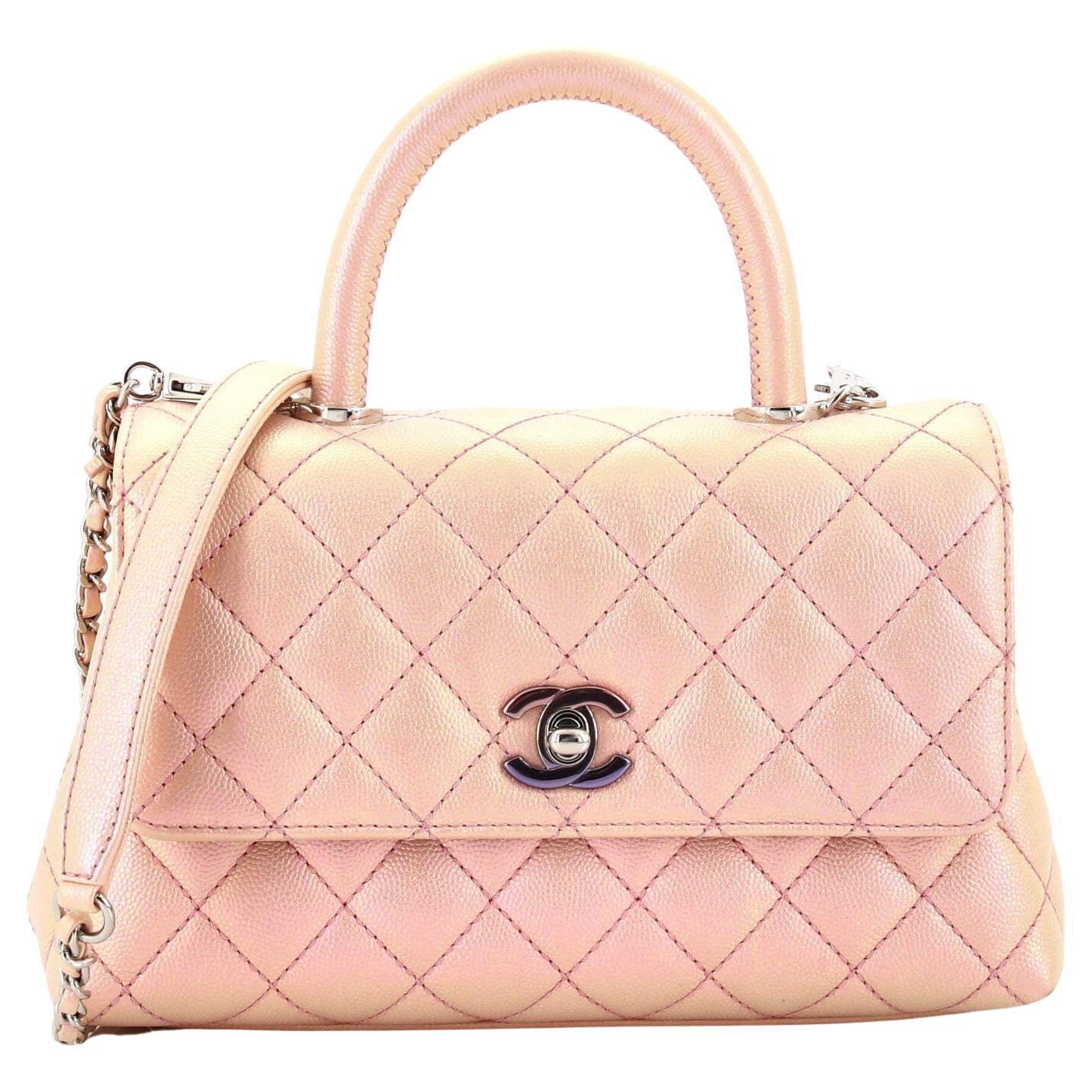 Chanel Coco Top Handle Bag Quilted Iridescent Caviar with Gradient Hardware  Mini For Sale at 1stDibs