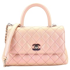 Chanel Coco Top Handle Bag Quilted Iridescent Caviar with Gradient Hardware Mini