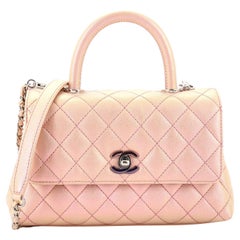 Sac Chanel Coco à poignée supérieure matelassé caviar irisé avec finitions métalliques