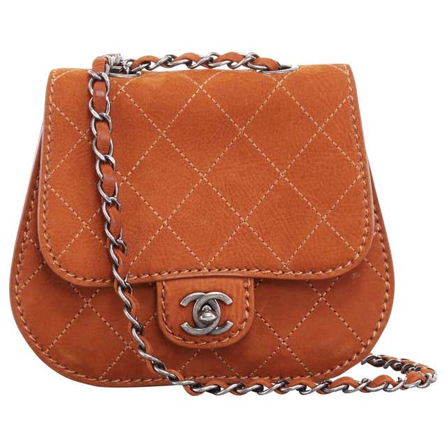 CHANEL Coco Twin small brown quilted leather dual pouch saddle ...