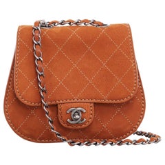 CHANEL Coco Twin small brown quilted leather dual pouch saddle crossbody bag