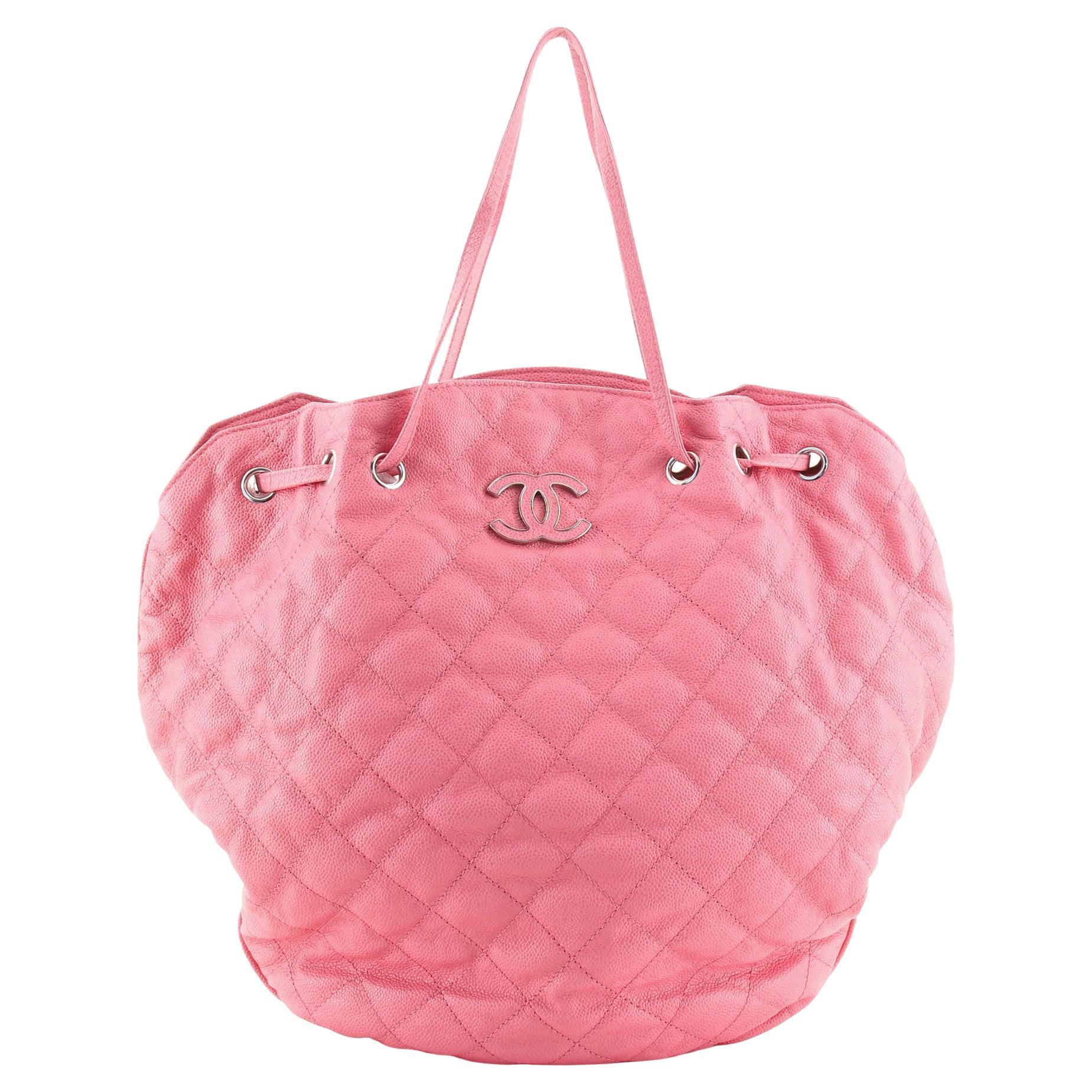 Chanel Cocomark Drawstring Tote Quilted Caviar