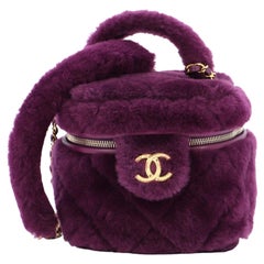 Chanel Coconing Top Handle Vanity Case with Chain Quilted Shearling Small