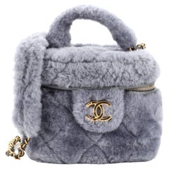 Chanel Coconing Top Handle Vanity Case with Chain Quilted Shearling Small