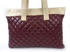 Chanel Cocoon Xl gesteppte Bicolor 217350 Bordeaux X Champagner Gold Leder Tote
