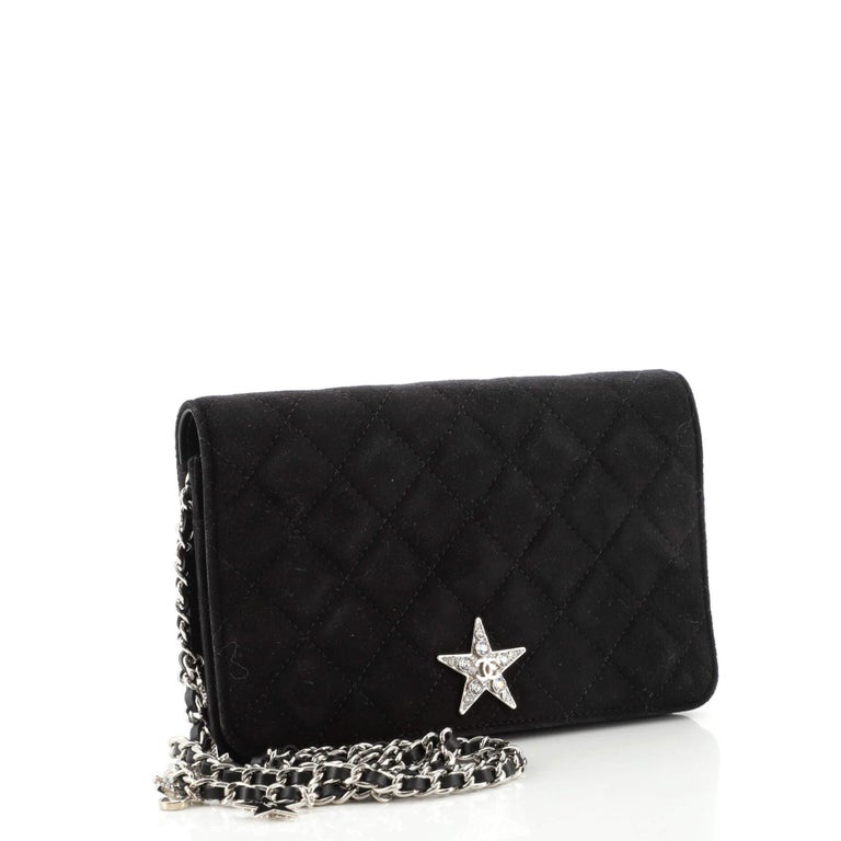 Black Chanel Cocostellar Wallet On Chain Quilted Suede