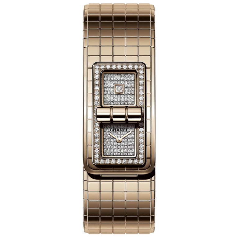 Chanel Code Coco Watch Beige Gold and Diamonds, H5146 For Sale at 1stDibs