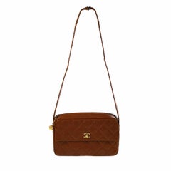 Chanel Cognac Caviar Leather Gold Evening Camera Shoulder Bag in Box