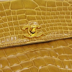 Chanel Cognac Crocodile Exotic Skin Leather Kelly Evening Shoulder Flap Bag