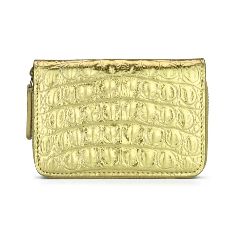 CHANEL Coin Purse Metallic Gold Crocodile Embossed with Gold Hardware ...