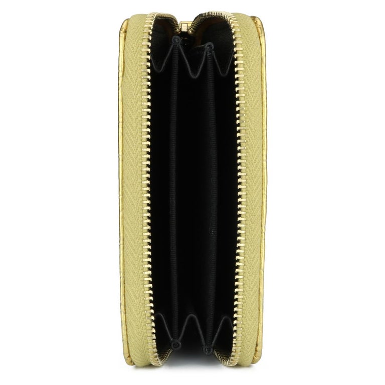 CHANEL Coin Purse Metallic Gold Crocodile Embossed with Gold Hardware ...