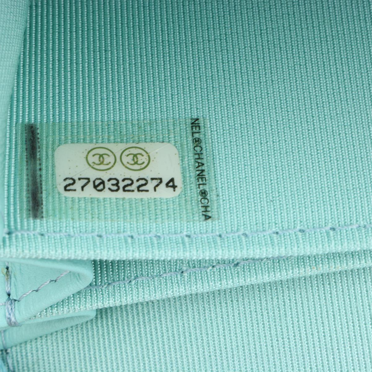 CHANEL Coin Purse Tiffany Blue Caviar with Light Gold Hardware 2018 3