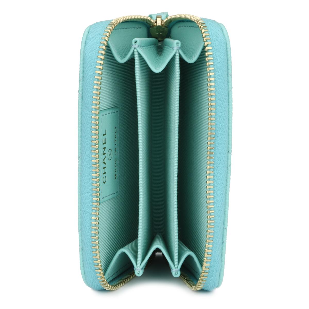 CHANEL Coin Purse Tiffany Blue Caviar with Light Gold Hardware 2018 1