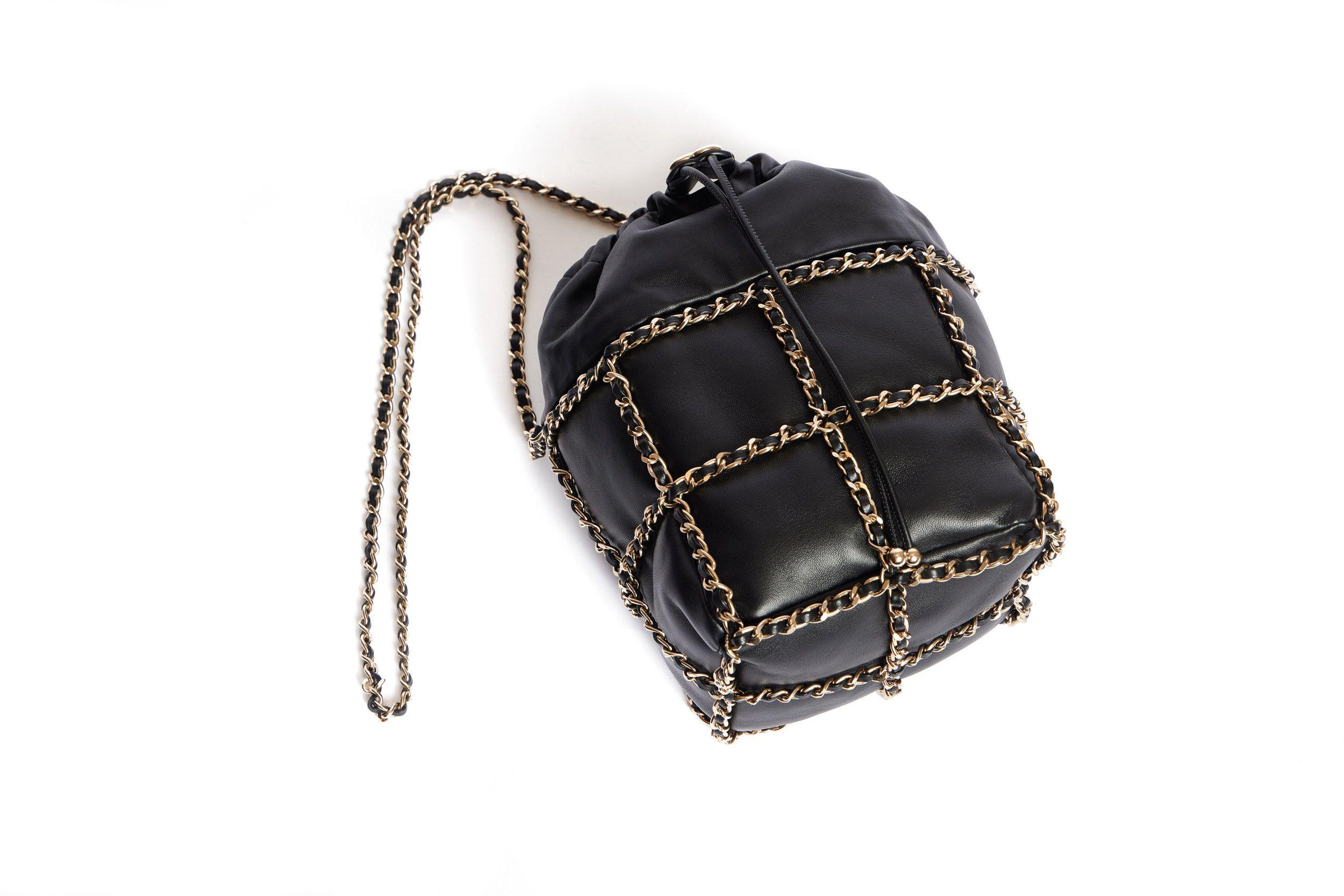 Chanel Collectible BN Bucket Chain Bag In New Condition For Sale In West Hollywood, CA