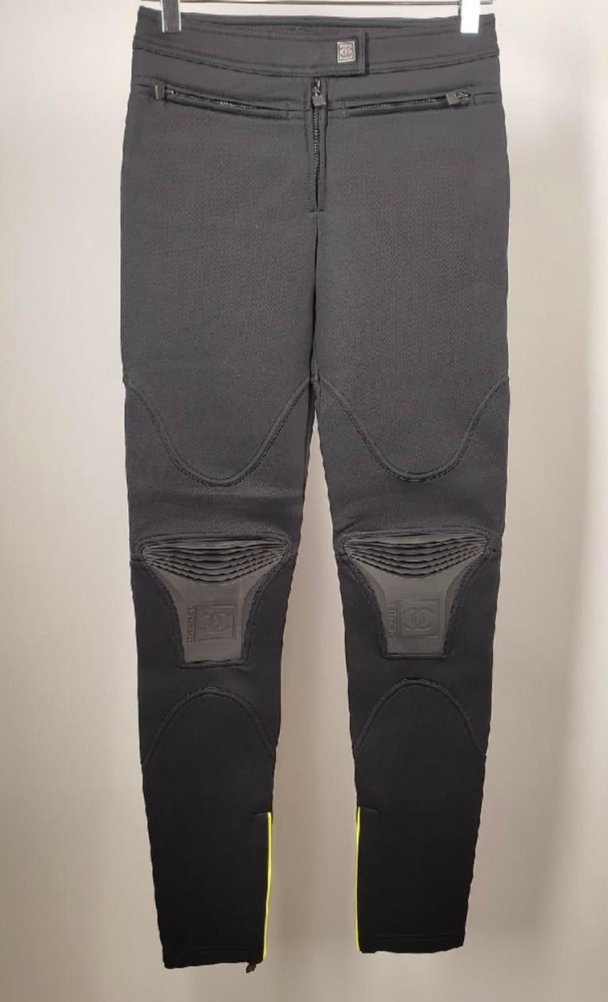 Chanel Collectible Motorcycle CC Overlay Pants In Excellent Condition For Sale In Dubai, AE