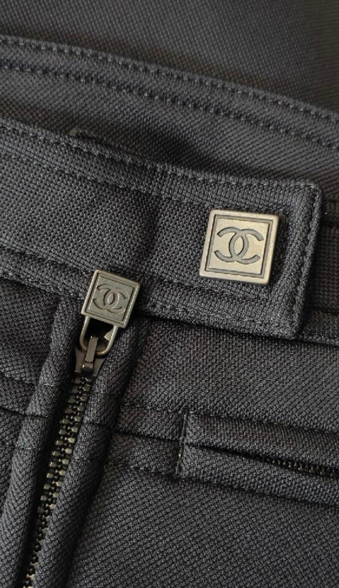Chanel Collectible Motorcycle CC Overlay Pants In Excellent Condition In Dubai, AE