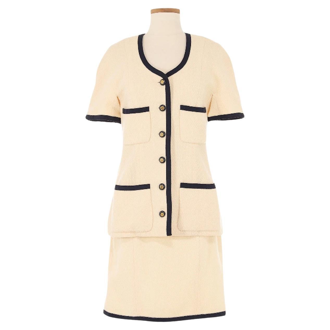 Chanel Collection 25 1991 Cream Skirt Suit For Sale