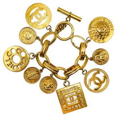 Retro Chanel Collection 27 Multi 9-Charm Bracelet Gold Plated 66253
