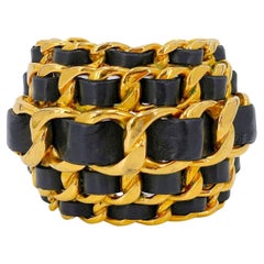 Chanel Collection 28 Vintage Stacked Woven Chain Cuff Bracelet 67213