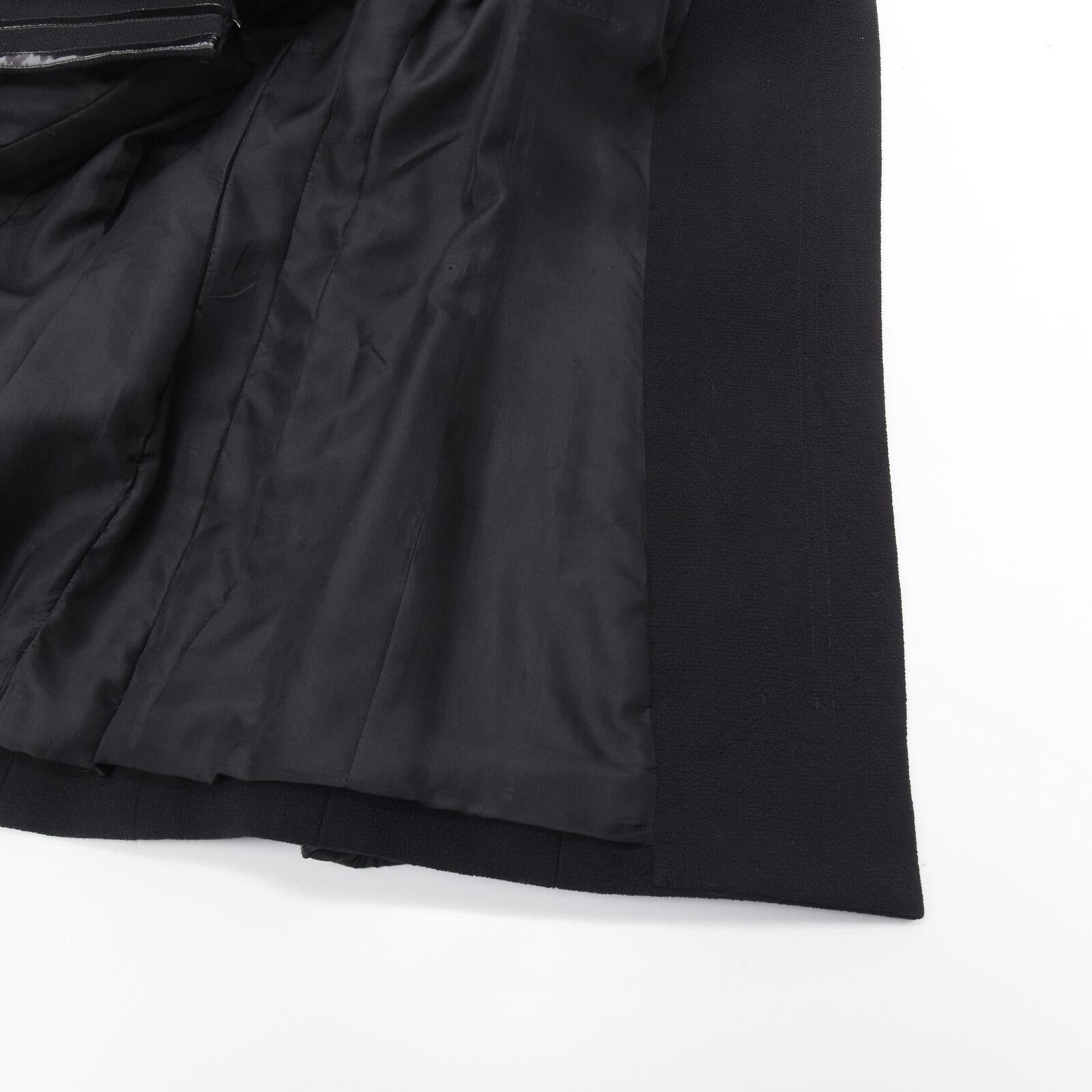 CHANEL Collection 29 92P Vintage wool crepe patent trim 4-pocket jacket FR44 2XL 7