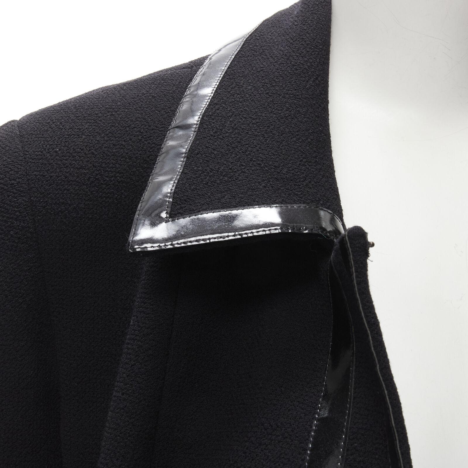 CHANEL Collection 29 92P Vintage wool crepe patent trim 4-pocket jacket FR44 2XL 3