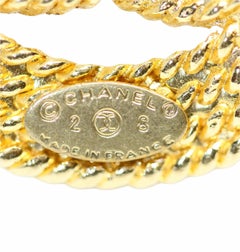 Chanel Collector Gold Plated Rope Twist CC Logo Brooch