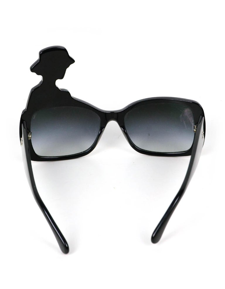 Chanel COLLECTOR'S 2013 Black Acetate Coco Silhouette Sunglasses For Sale 1