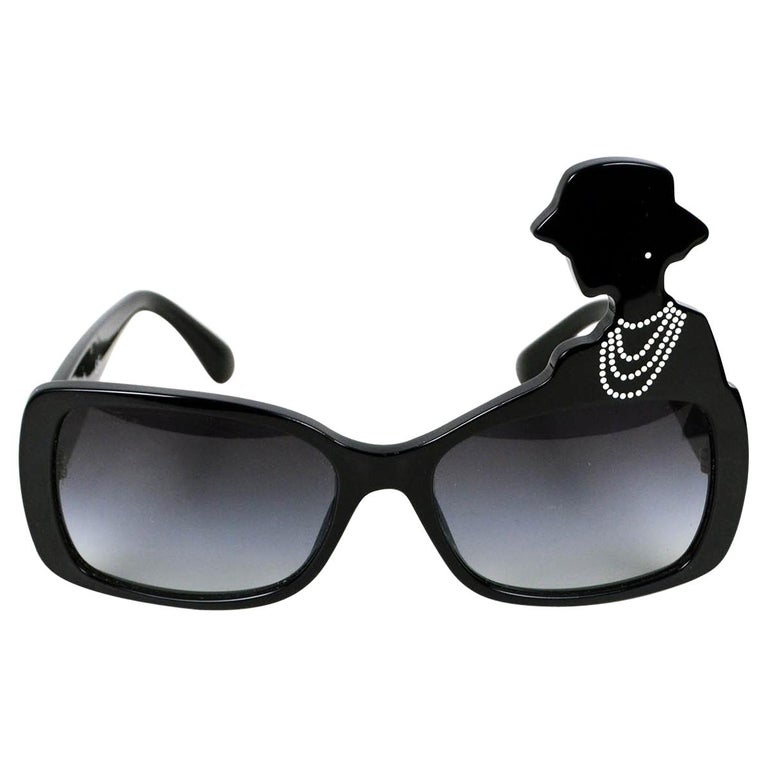 Chanel COLLECTOR'S 2013 Black Acetate Coco Silhouette Sunglasses For Sale