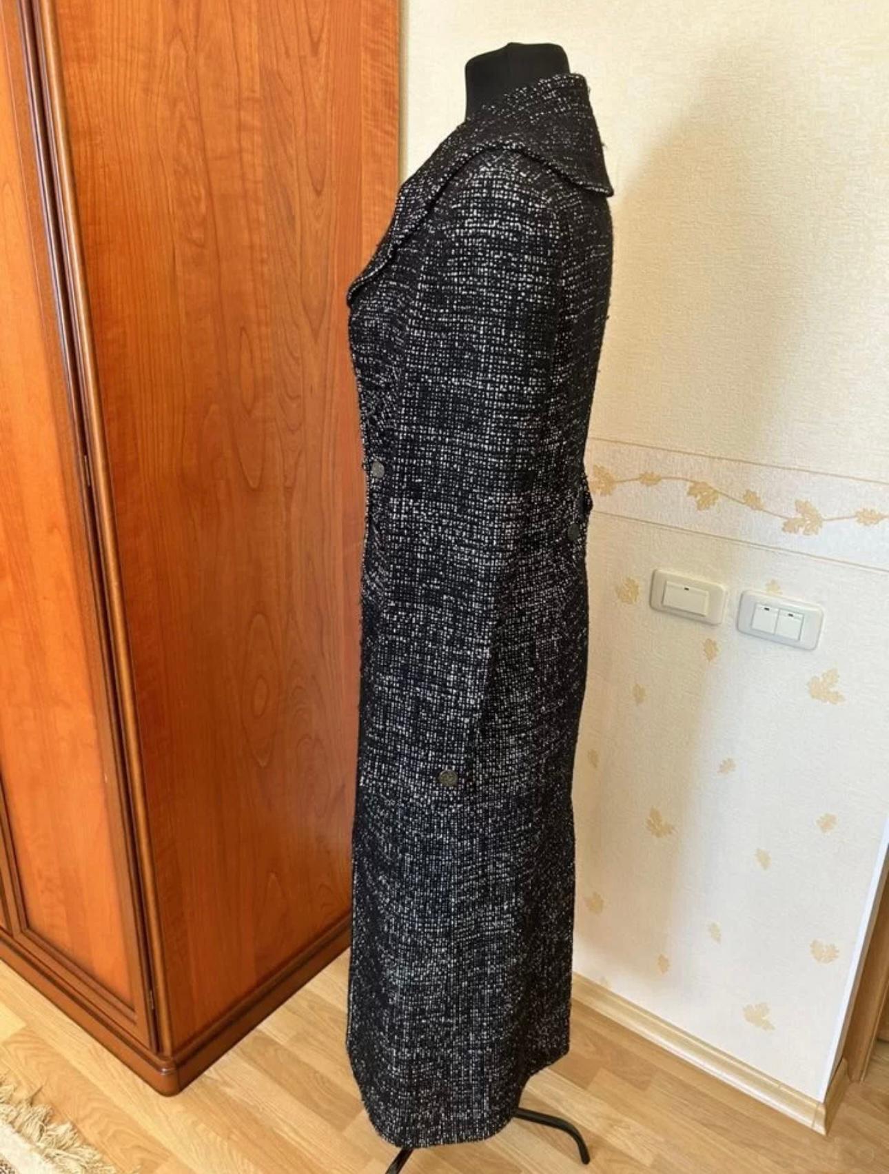 Chanel Collectors Black Maxi Tweed Coat For Sale 1