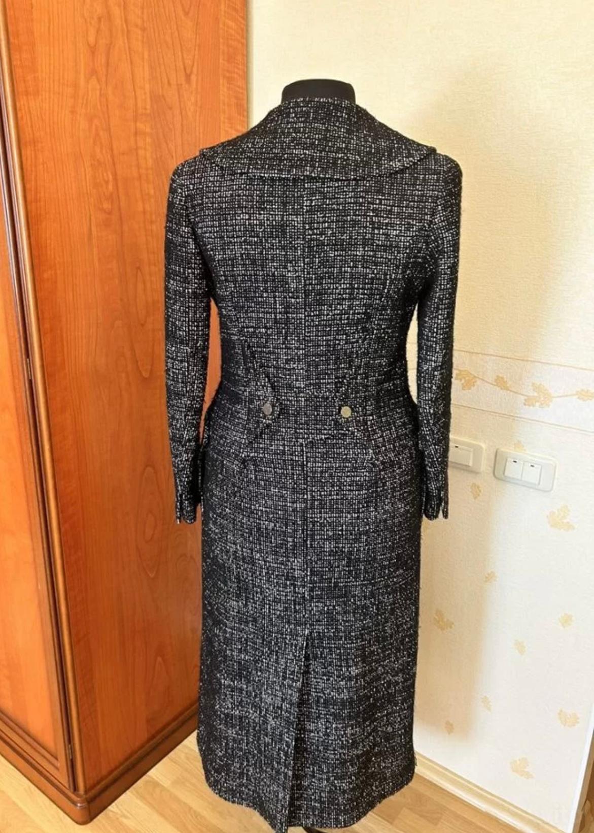 Chanel Collectors Black Maxi Tweed Coat For Sale 2