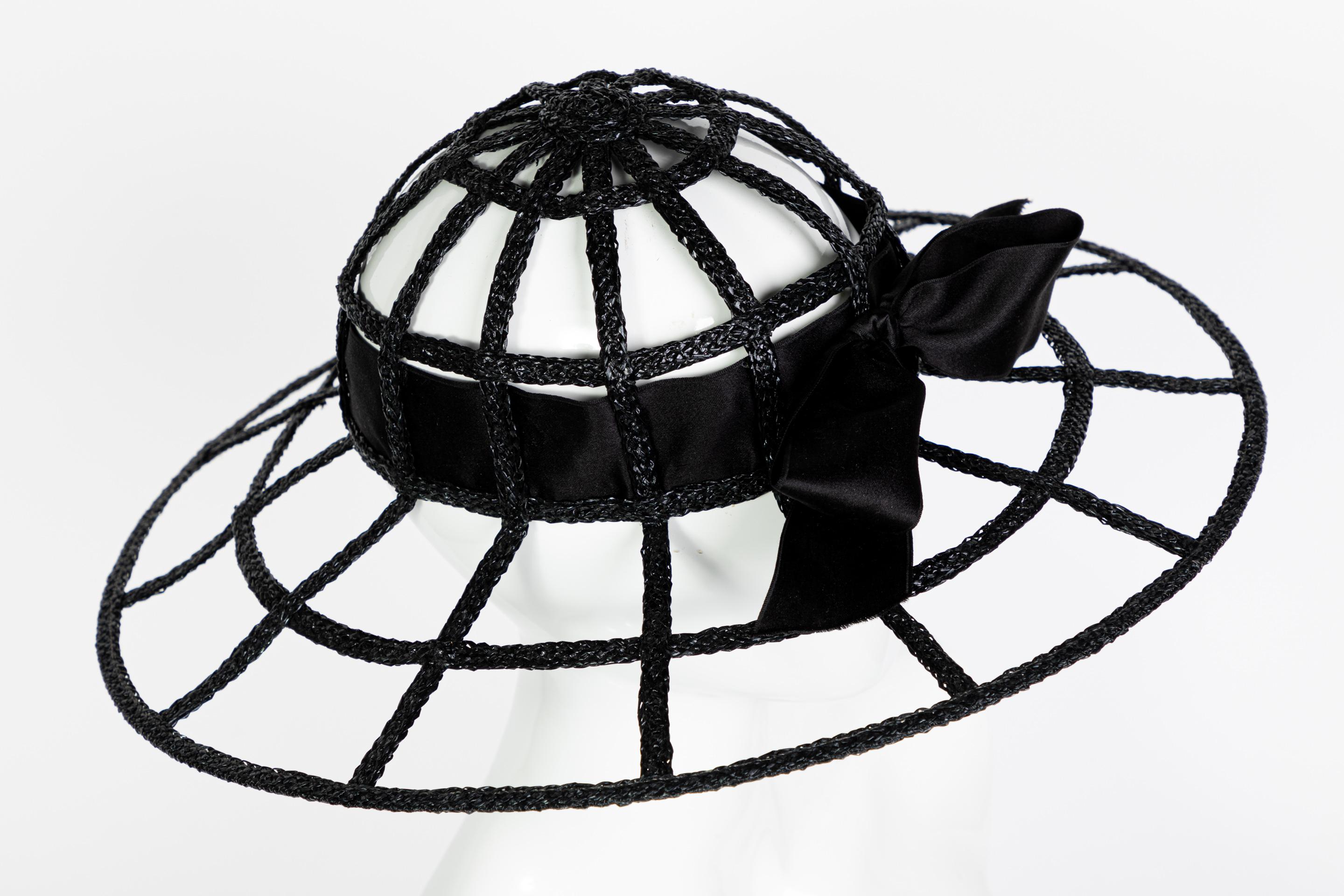 Chanel Collectors Black Silk Bow Hat Runway 1992  1