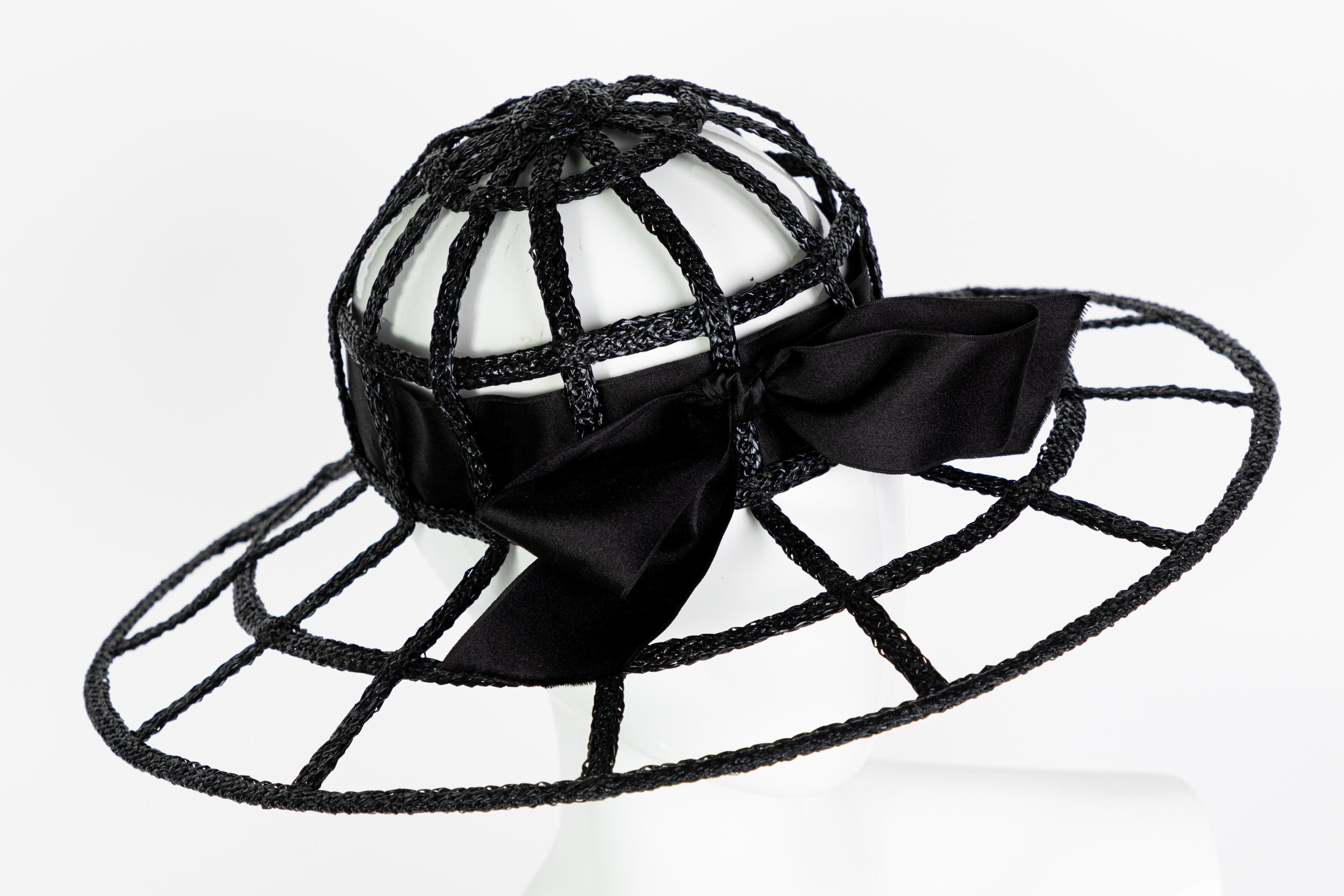 Chanel Collectors Black Silk Bow Hat Runway 1992  2