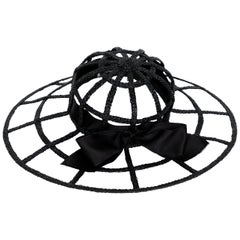 Vintage Chanel Collectors Black Silk Bow Hat Runway 1992