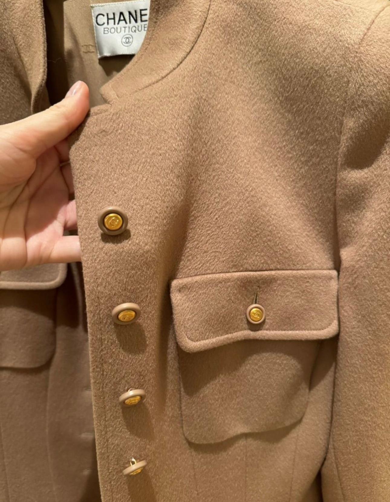 Chanel Collectors CC Gold Buttons Nude Beige Jacket For Sale 1