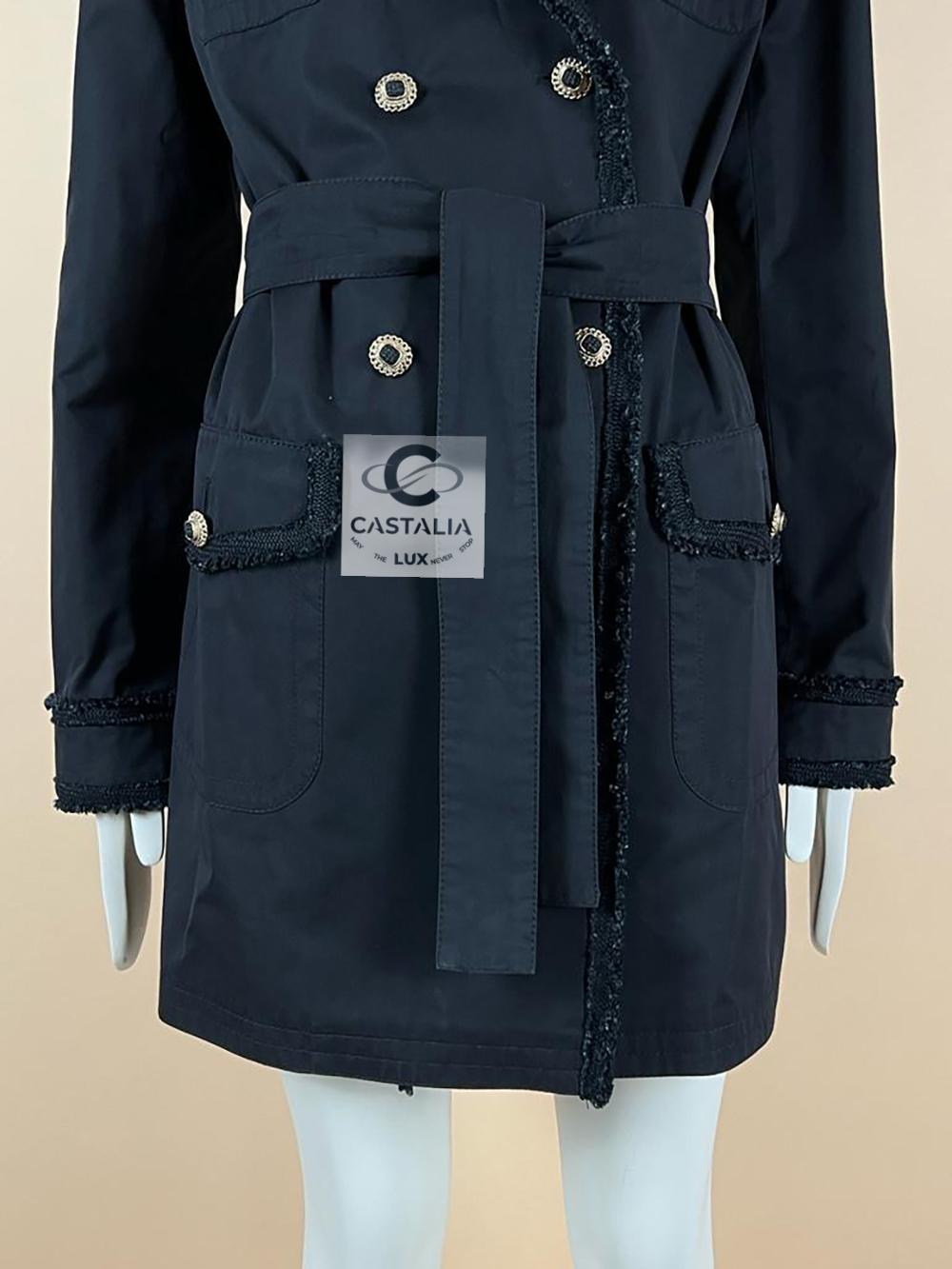 Chanel Coleccionistas CC Gripoix Botones Trenca Negra 34 FR en venta 1