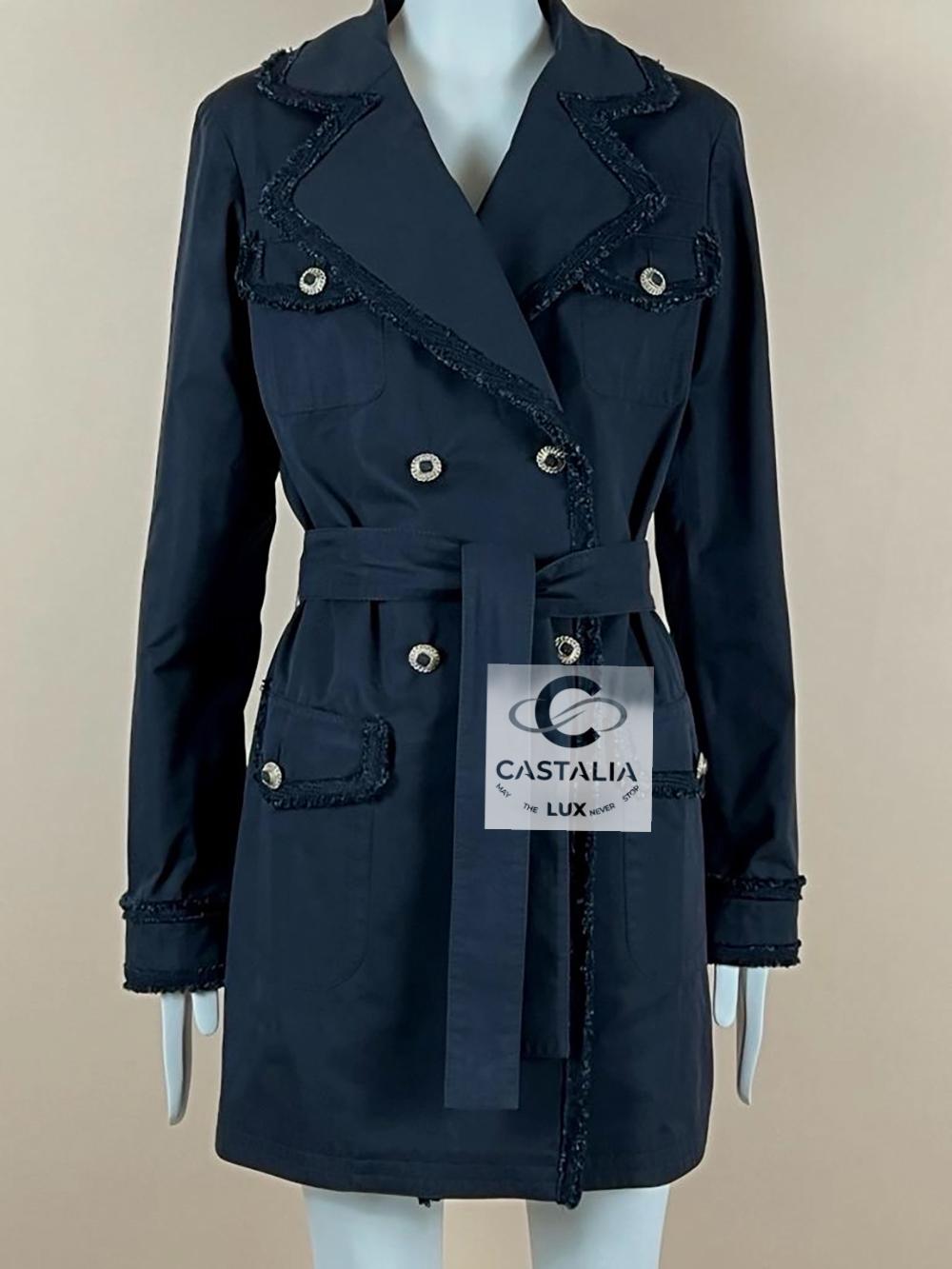 Chanel Coleccionistas CC Gripoix Botones Trenca Negra 34 FR en venta 2