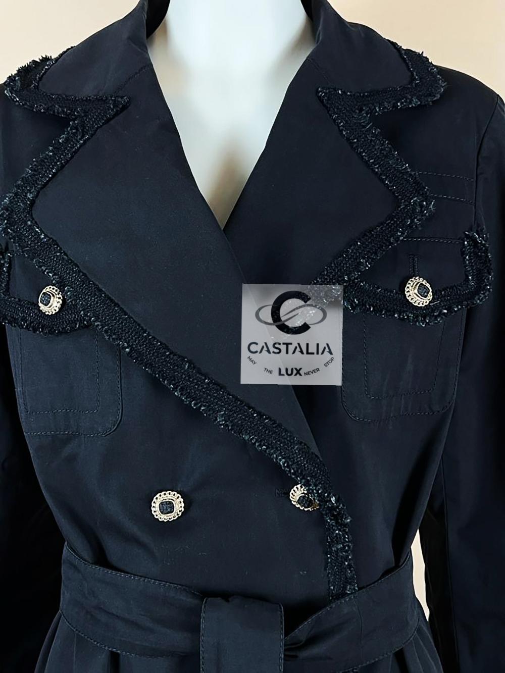 Chanel Coleccionistas CC Gripoix Botones Trenca Negra 34 FR en venta 4