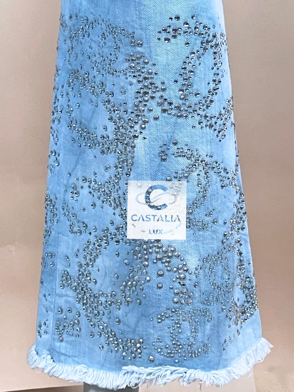 Chanel Collectors CC Logo Embellished Blue Jeans 34 FR For Sale 4