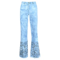 Chanel Collectors CC Logo Embellished Blue Jeans 34 FR