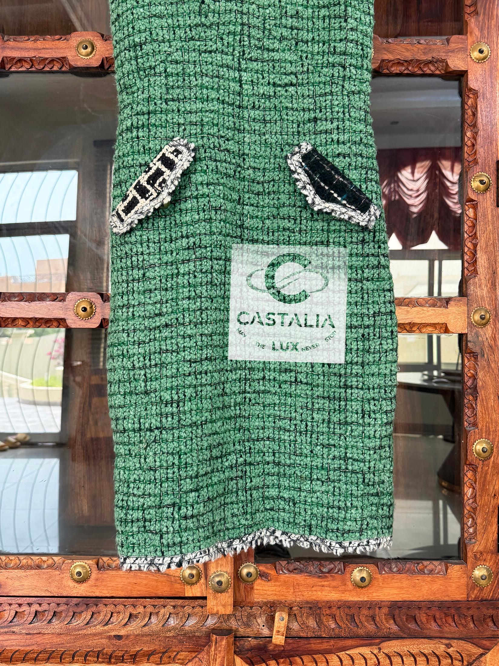 Chanel Collectors Emerald Green Tweed Dress 36 9